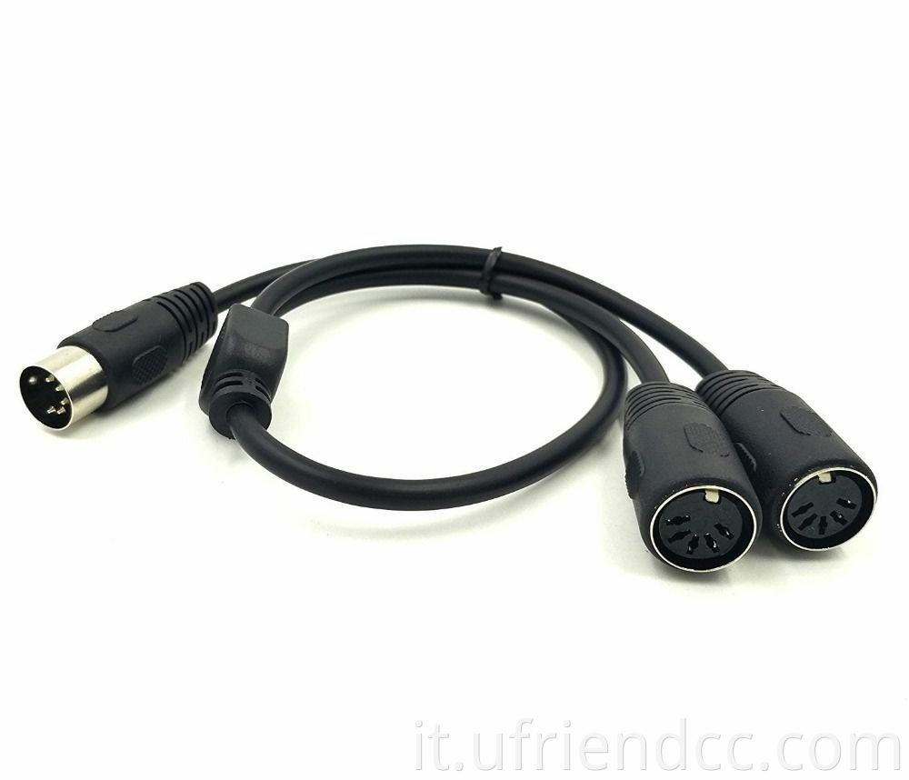 MIDI Din 5 Pin Splitter Y Cavo adattatore maschio a doppio cavo audio di estensione femmina 0,5 m